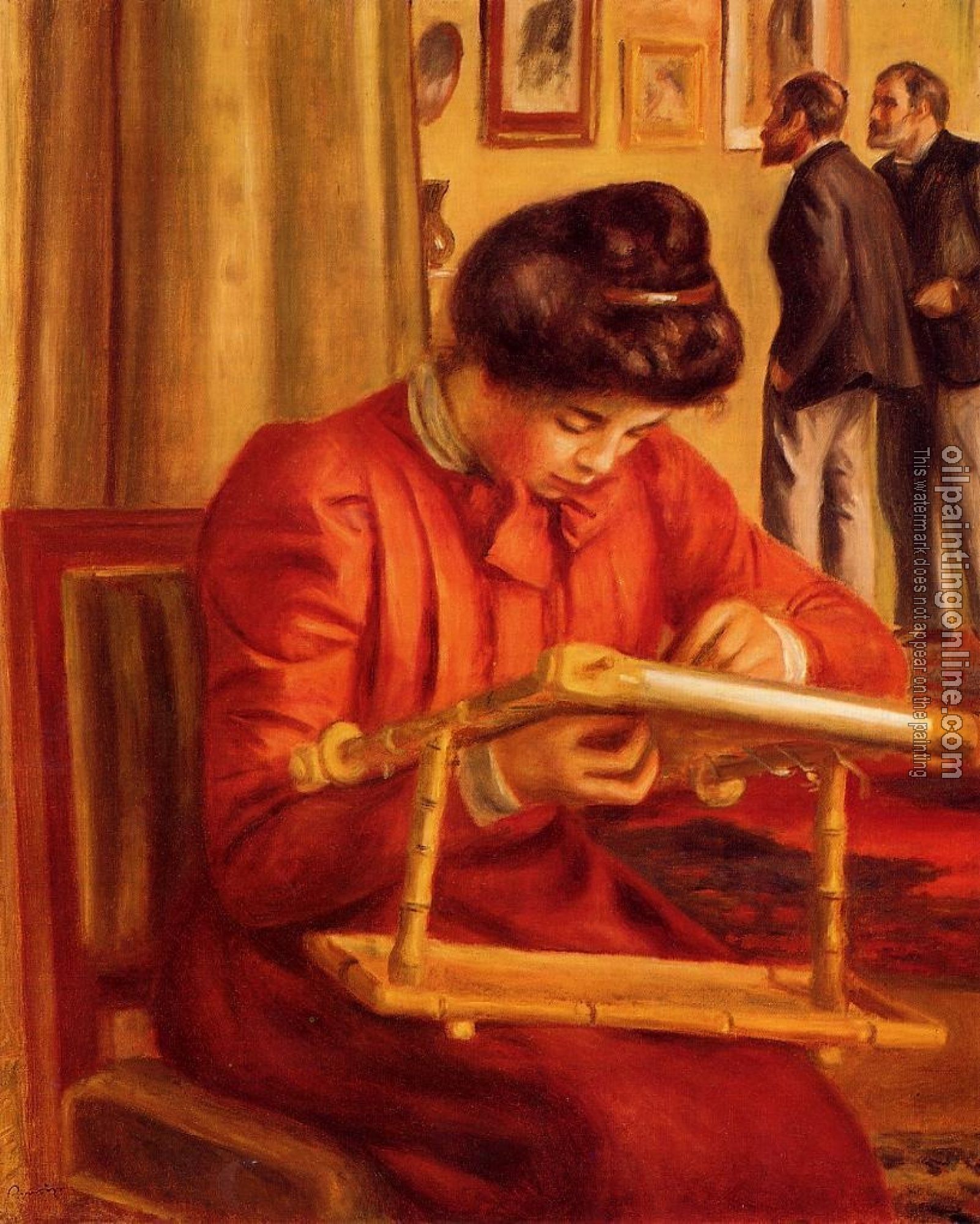 Renoir, Pierre Auguste - Christine Lerolle Embroidering